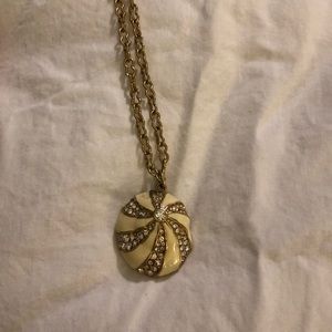 J.Crew Long Cream Seashell Rhinestone Necklace